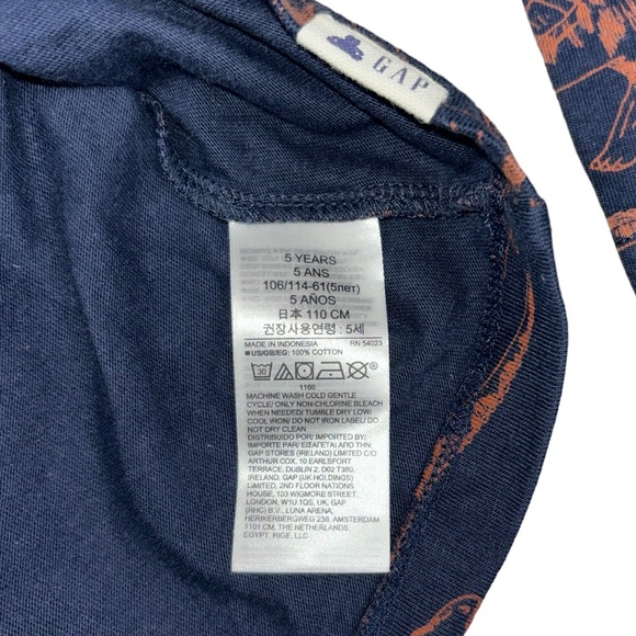 GAP Like New Dinosaur Long Sleeve Shirt Size 5 Navy Blue - Picture 4 of 10